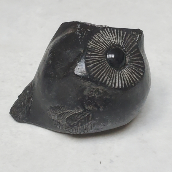 Wolf Original Owl Soapstone Sculpture Vintage Canadain Sculpture - Picture 3 of 10